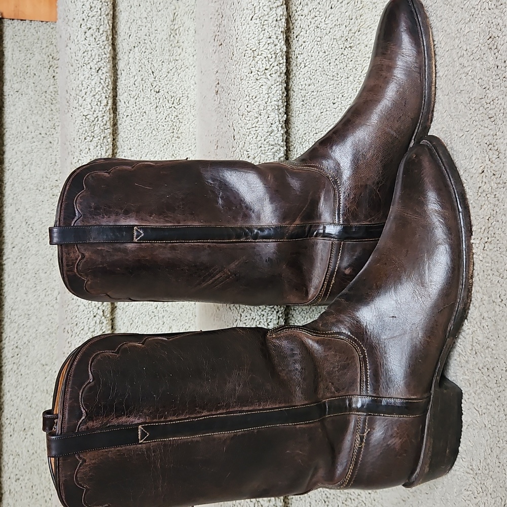 Lucchese Handmade USA Men’s Cowboy Boots Size 10D – Dark Brown Goat Leather Rope